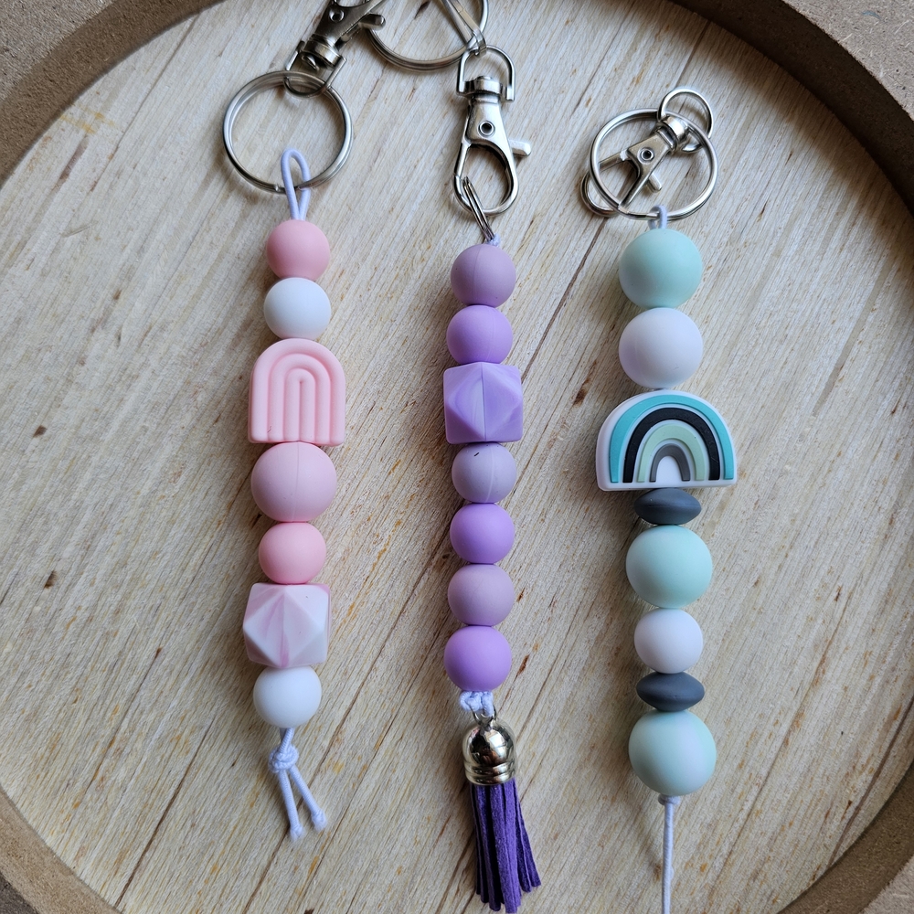 Colorful Beaded Keychain Set